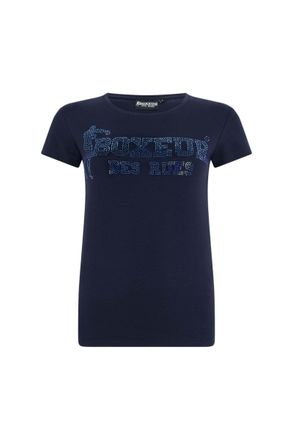 Boxeur Des Rues T-Shirt BOXEUR DES RUES BOXEUR DES RUES T-Shirt Rhiestone Logo T-Shirt, Damen, Gr. XS, blau, Obermaterial: 95% Baumwolle CO. 5% Elasthan EL., Shirts T