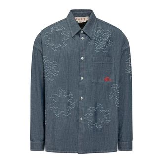 Marni Denim Shirts, male, Blue, Size: L Camicia Chambray Shirt
