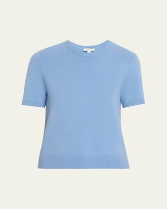 Vince Cashmere-Blend Short-Sleeve Crewneck Sweater