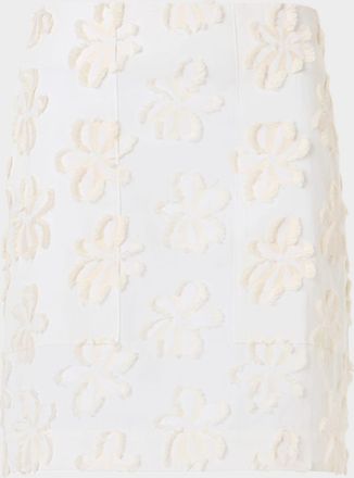 Akris 3D Flower Jacquard Cotton Poplin Mini Skirt