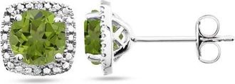 Allurez Natural Gemstone & Diamond Stud Earrings Sterling Silver in 0.97Ct/peridot at Nordstrom