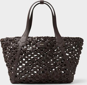 BOSS Womens Lenah braided strap leather tote bag