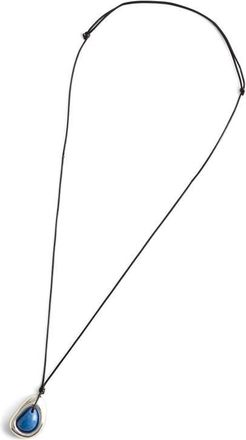 Madewell Semiprecious Stone Sculptural Pendant Cord Necklace in Warm Silver at Nordstrom