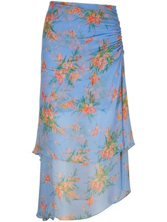 Veronica Beard Gonna Sira midi a fiori - Blu