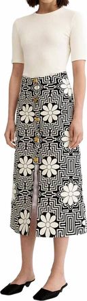 Smythe A-Line Midi Skirt In Black Graphic