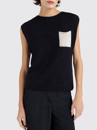 Momoni Top in maglia Momon&igrave; in misto alpaca con scollo girocollo e tasche a toppa