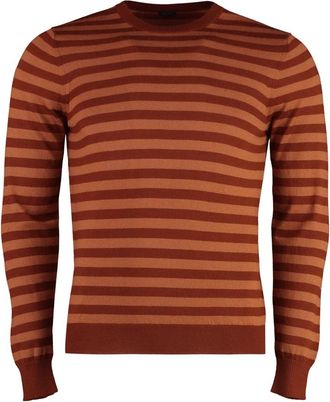 Malo Kasjmier Crew-Neck Sweater Geribbelde Brei - Heren - Cashmere truien - Bruin - L - Kasjmier - Truien & Vesten