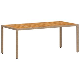 vidaXL Vidaxl - Tavolo Da Giardino Beige 190x90x75cm Polyrattan Legno Di Acacia