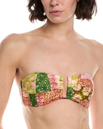 Monte & Lou Ruched U-Wire Bandeau Bikini Top