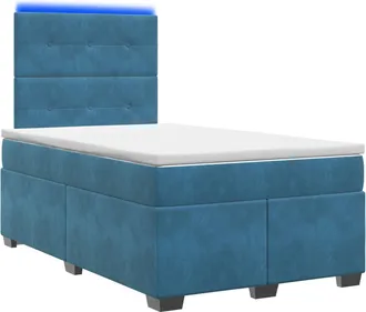 vidaXL Letto Box Spring Con Materasso Blu 120 X 190 Cm Velluto Vidaxl