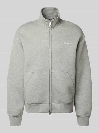Carhartt Work in Progress Sweatjacke mit Stehkragen in Hellgrau Melange, Gr&ouml;&szlig;e XXL