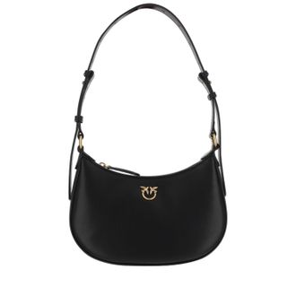 Pinko Black Simply Mini Love Half Moon Leather Shoulder Bag