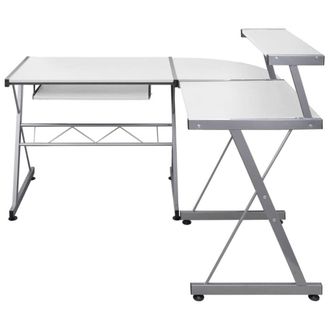 Berkfield Home Corner Computer Desk White 132x112x99 cm Engineered Wood | Size: 132 x 112 x 99 cm