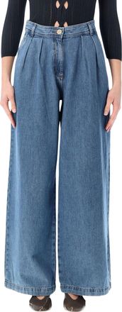 Sessun Diegui Wide Leg Pleated Denim Jeans