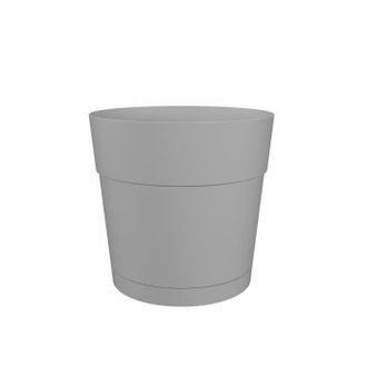Artevasi Macetero Grande Redondo Para Flores Y Plantas Capri - Pl&aacute;stico - Dep&oacute;sito De Agua - Di&aacute;metro 30 Cm - Gris Claro - Artevasi