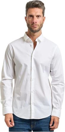 A|X Armani Exchange Classic Slim Fit Stretch Poplin Shirt - Heren - Zakelijke Overhemden - Wit - M - Katoen - Overhemden