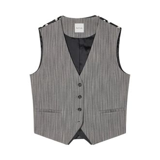 Paul Smith Chaleco de espiga con espalda en contraste - Jackets - Mujer - Gris - XS