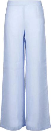 120% Lino Pantaloni a vita alta - Blu