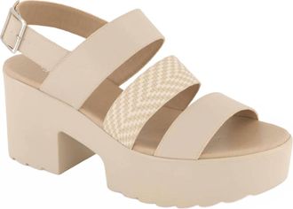 Andrea Womens Chunky Heeled Sandal In Beige