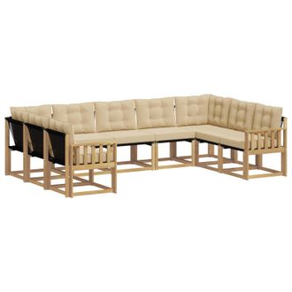 vidaXL Conjunto De Sof&aacute;s De Exterior Con Coj&iacute;n 9 Pcs Y Beige Vidaxl