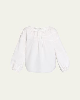 Vince Shirred Long-Sleeve Top