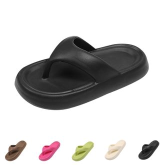 Generic UK 5 Womens Flatform Thong Sandals Platform Flipflops Flip Flops Comfortable Non-Slip Super Soft Pillow Slides Slippers Thick Sole Foam Sliders Bathro