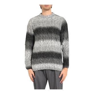 Daniele Alessandrini Round-neck Knitwear, male, Gray, 2XL, Round-neck Knitwear