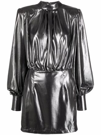 Blanca Vita Abelia puff-sleeve mini dress - women - Polyester - 44 - Silver