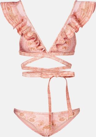 Zimmermann Como printed ruffled bikini