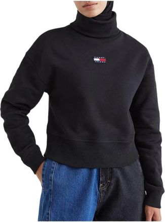 Tommy Hilfiger Turtleneck TJW Bxy Crop - Dames - Coltruien - Zwart - S - Katoen - Truien & Vesten
