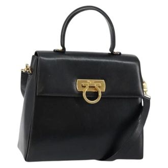 Ferragamo Pre-owned Leather Handbag - Dames - Pre-owned - Zwart - Maat: ONE Size Leer
