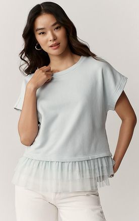 Maeve Short-Sleeve Ruffle-Trim Oversized Top