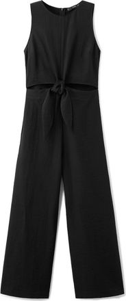 Mango Knot Front Cut Out Jumpsuit in Black at Nordstrom, Size X-Large