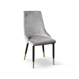 Konte Design Lote de 4 sillas efecto terciopelo t&oacute;rtola, patas antracita y doradas