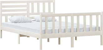 vidaXL Estructura De Cama De Madera Maciza Blanca 140x200 Cm Vidaxl