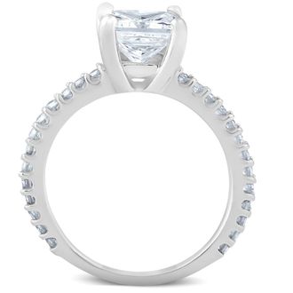 Pompeii3 Certified 3 1/2ct Princess Cut Diamond Engagement Ring 14k White Gold Lab Grown