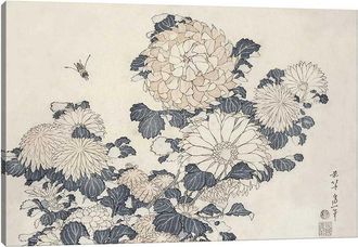 iCanvas Icanvas Bee And Chrysanthemums Canvas Wall Art