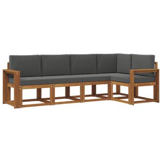 vidaXL Conjunto De Sof&aacute;s De Exterior 5 Pcs Natural Y Antracita Vidaxl