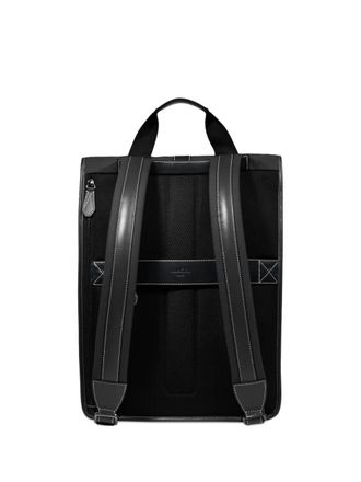 Lancel roll-top leather-trimmed backpack - men - Leather/Canvas - One Size - Black