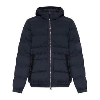 Stone Island Down Jackets, male, Blue, Size: L Down jacket with logo
