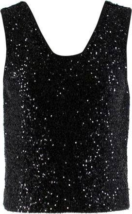 Bespoke Black Sequin Sleeveless Top Size S