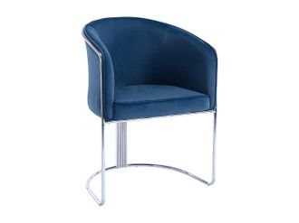 Pascal Morabito Silla con brazos de terciopelo y metal - Azul y cromado - JOSETHE de Pascal MORABITO