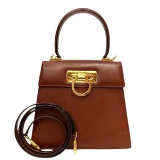 Ferragamo Pre-owned Handbags, female, Brown, Size: ONE SIZE Pre-owned Gancini Handbag