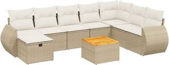 vidaXL Set De Sof&aacute;s De Jard&iacute;n 9 Pzas Con Cojines Rat&aacute;n Sint&eacute;tico Beige Vidaxl