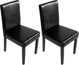 Hhg Non utilizzato] Set 2x sedie Littau ecopelle soggiorno cucina sala da pranzo 56x43x90cm nero piedi scuri