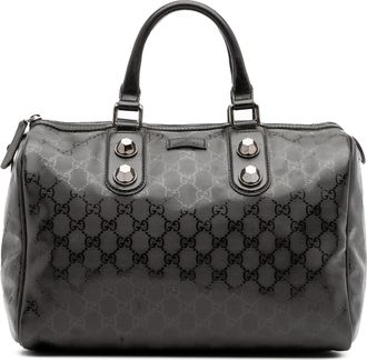 Gucci Pre-owned Womens Boston Gg Imprime Studded Handbag - Dark Grey Textile - One Size
