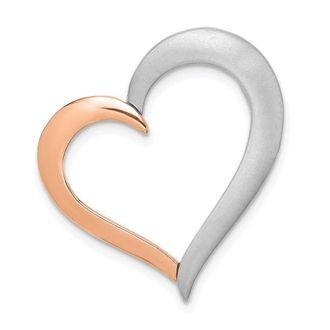 Diamond2Deal 14K Two-tone Polished and Satin Heart Chain Slide