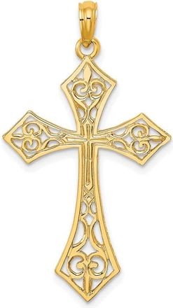 Diamond2Deal 10k Yellow Gold Filigree Cross Charm