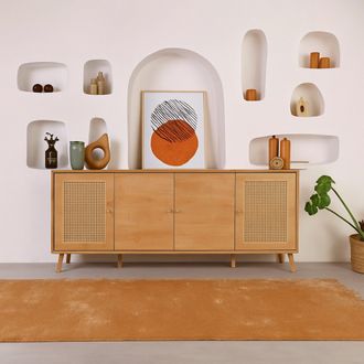 Dmora Aparador Tarawa, 3 Estantes, 6 Compartimentos, 4 Puertas, 180x41x81h Cm Roble Marr&oacute;n