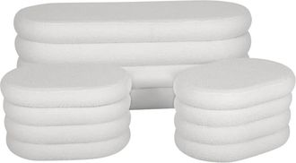 Sweeek Banco arcón con 2 pufs rizados